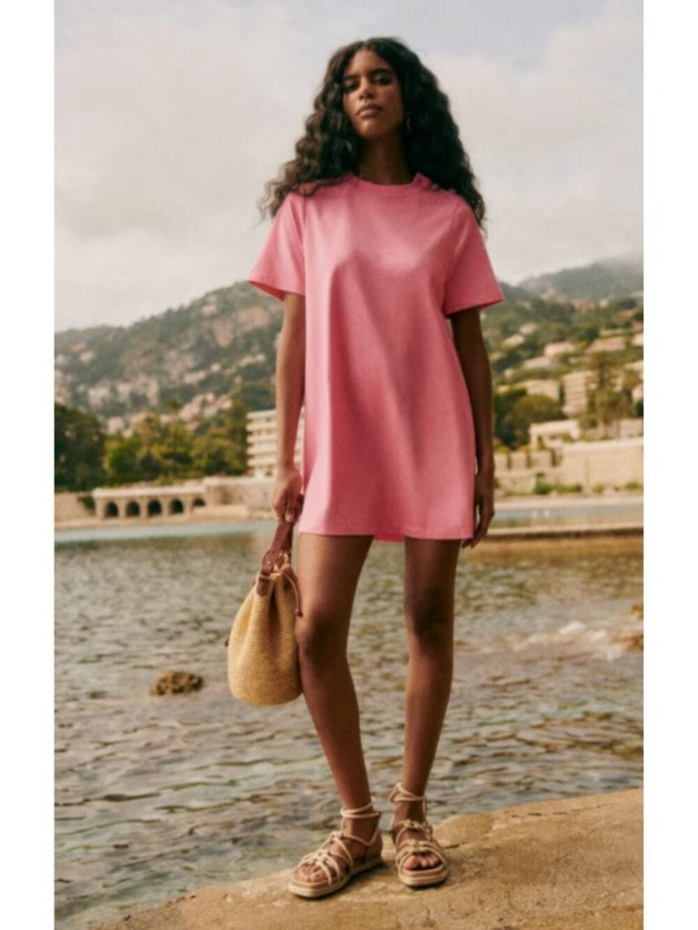 Sezane Selena Mini Dress T-Shirt Casual French Tee Summer Sun Parisian Sundress